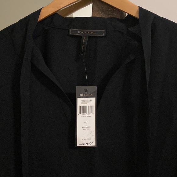 NWT. BCBG MaxAzria V-neck Black Dress - Picture 2 of 11